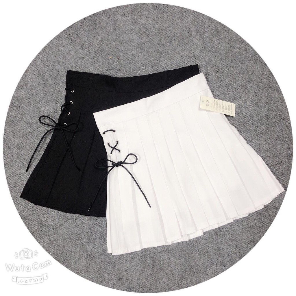 💢 Free Ship💢 Chân Váy Xếp Li Tennis Xỏ Dây 1 Bên Hông Trẻ Trung Chất Kaki Dày Dặn Tôn Dáng -C30 | BigBuy360 - bigbuy360.vn