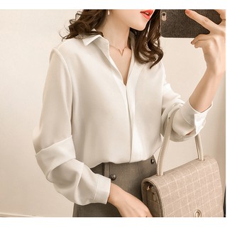 Áo Sơ Mi Nữ Cổ V Chiffon Fangirl - Sơ Mi Nữ Hot Nhất Mùa Hè 2019 (3 màu, có sẵn)