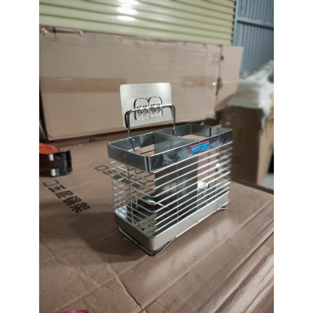 ỐNG ĐŨA INOX 2 NGĂN CAO CẤP CÓ MÓC TREO,DÁN