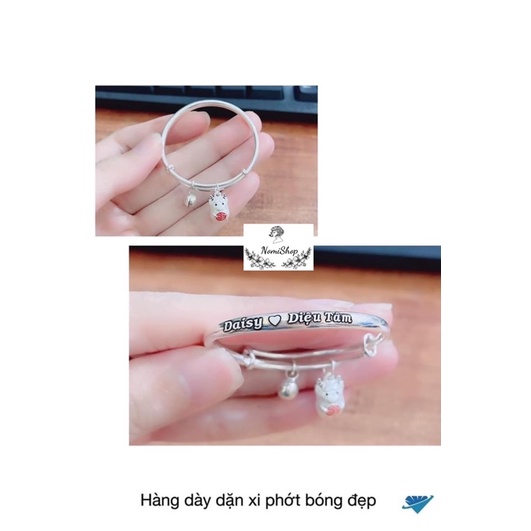 Vòng tay Bạc, Lắc tay cho bé Hàng dày dặn đẹp khắc tên tuỳ ý Mainomi Shop Bạc Xinh