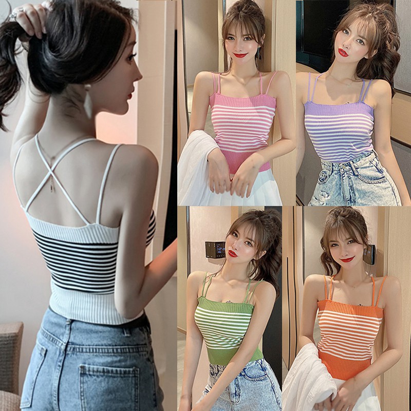 Áo Sát Nách Kẻ Sọc Nhiều Màu Thời Trang Cho Nữ