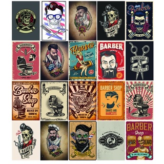 Set 6 tấm Decal Decor Vintage - Decal Barber Shop - Poster Trang trí Tường, Nội thất