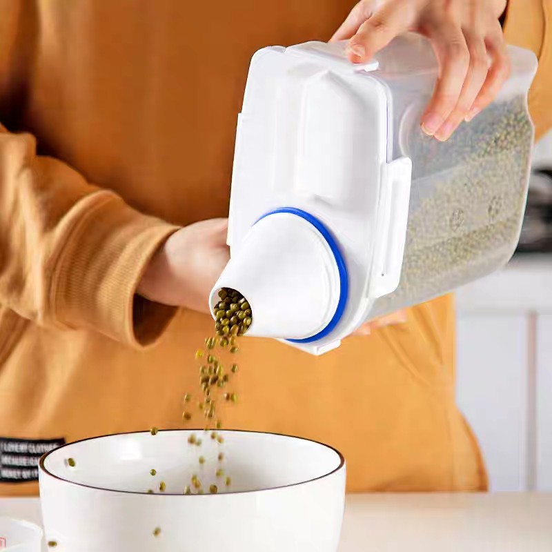 PVN14766 Hộp nhựa đựng đồ khô ngũ cốc, thùng gạo 2kg có miệng vòi rót T2 .