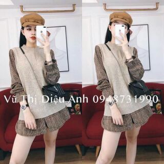 Áo Len Phối Sơ Mi Dạ (VIDEO+ẢNH THẬT TỰ QUAY CHỤP)