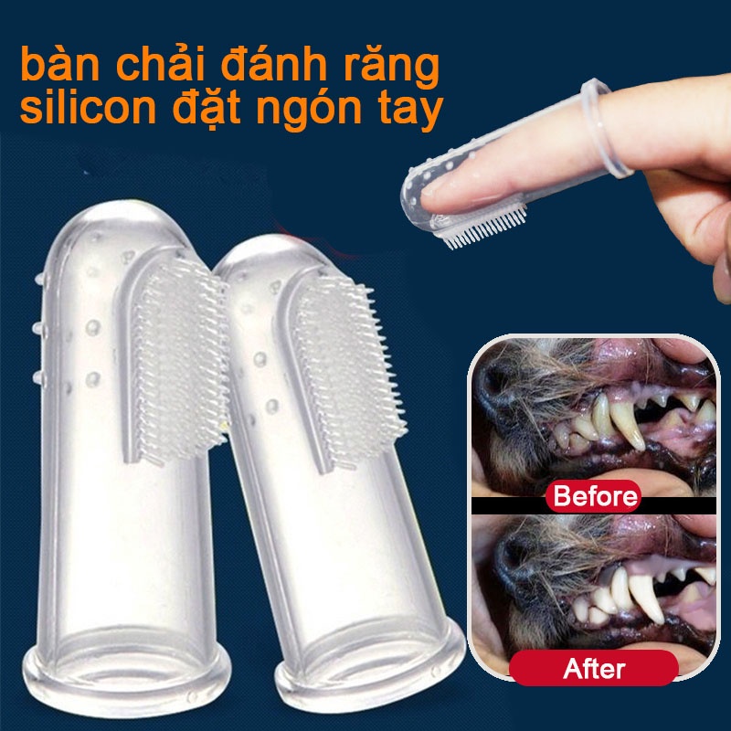Bàn chải ngón tay mềm mại làm sạch răng cho thú cưng