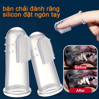 Bàn chải ngón tay mềm mại làm sạch răng cho thú cưng