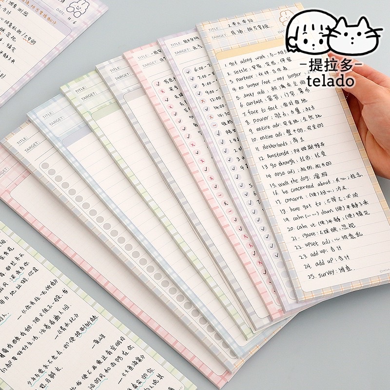 Tệp Note Học Ngoại Ngữ Mẫu Thú Cute Kích Thước 26x9 (cm) - Xấp 30 tờ