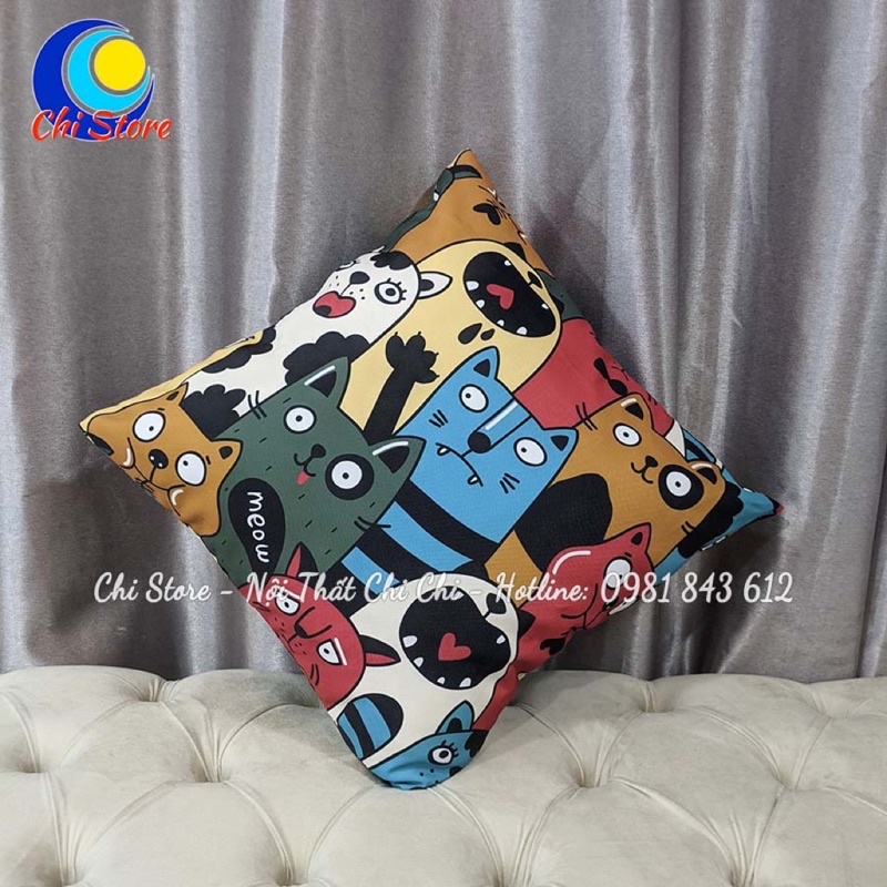 Gối Vuông Tựa Lưng Sofa 45x45cm, Gối Tựa Lưng Văn Phòng Trang Trí Vải Kaki Chống Thấm Nước