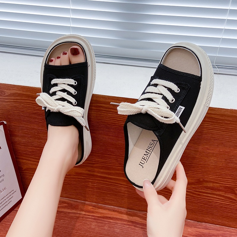 Dép quai ngang bánh mỳ chất vải độn đế 3p caro mới _sẵn hàng