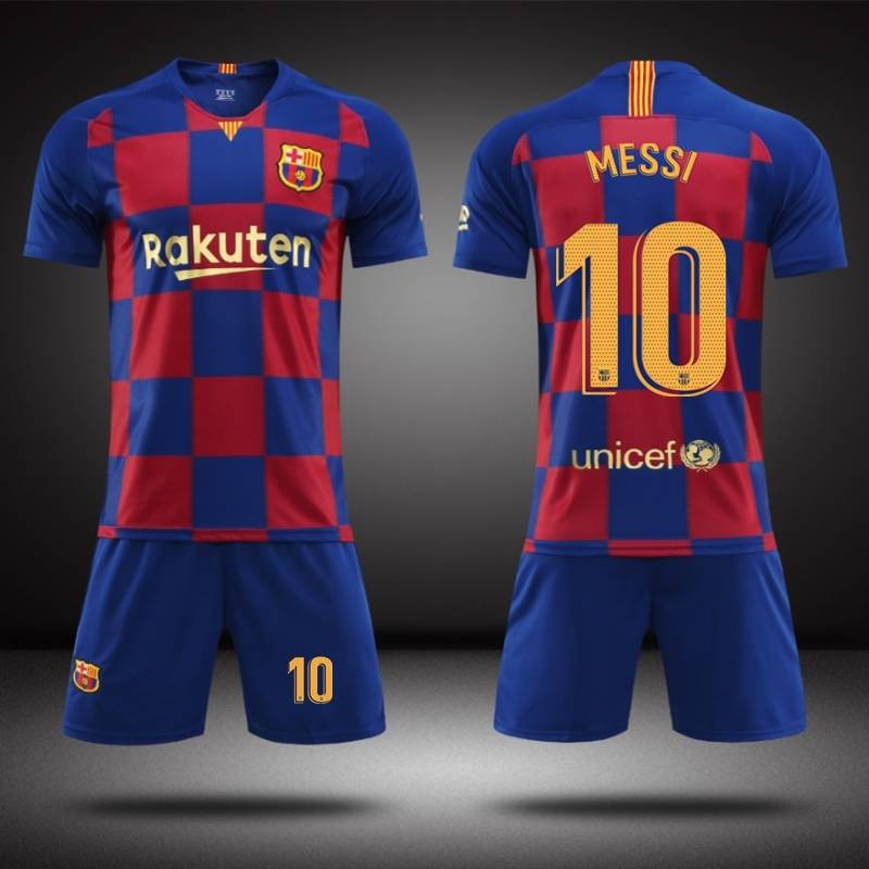 Trang phục bóng đá Bộ quần áo nam ngắn tay Barcelona số 10 Messi juven CR7 áo đội huấn luyện trẻ em Người lớn Real Madri