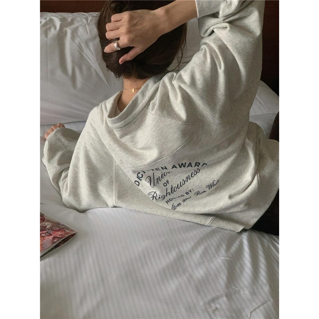 Áo Nỉ Chui Đầu Dài Tay Chui Đầu Phối Dây Rút In Chữ 60911