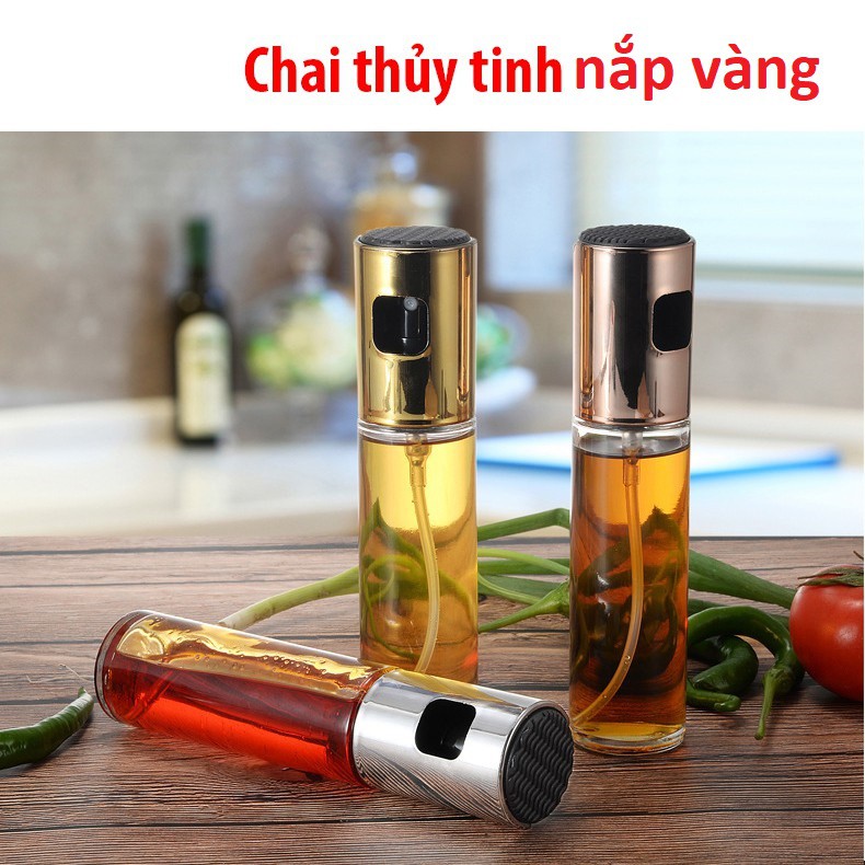 Chai Xịt Dầu ăn Thủy Tinh Bình Xịt Dầu ăn Phun Sương Dùng Cho Nồi Chiên không dầu Salad Nướng