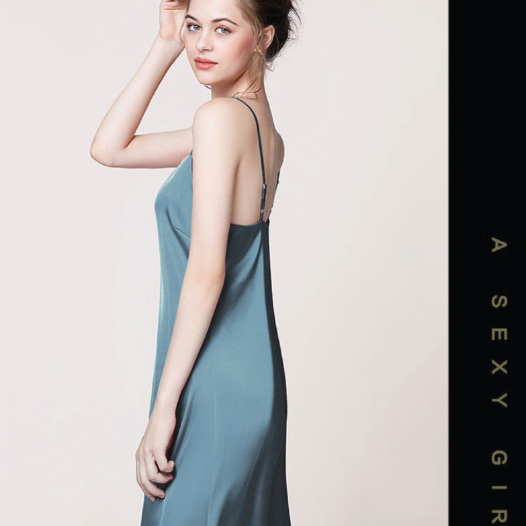 váy ngủ 2 dây Madela chất liệu LỤA HÀN sexy gợi cảm, Đầm ngủ hai dây lụa hàn mềm mịn