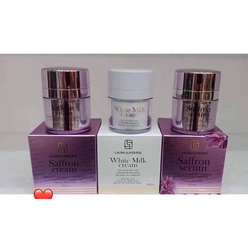 Bộ dưỡng da mặt Laura Sunshine Nhật Kim Anh: Kem dưỡng đêm, Kem ngày và Serum Nhụy hoa nghệ tây