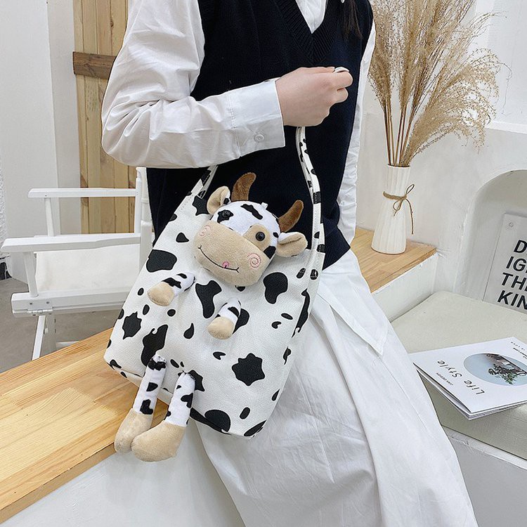 [Mã SR11JUNE5 giảm 20K đơn 50K] Túi tote bò sữa, Túi đeo vai vải Canvas phong cách Ulzzang TTBOSUA001 | WebRaoVat - webraovat.net.vn