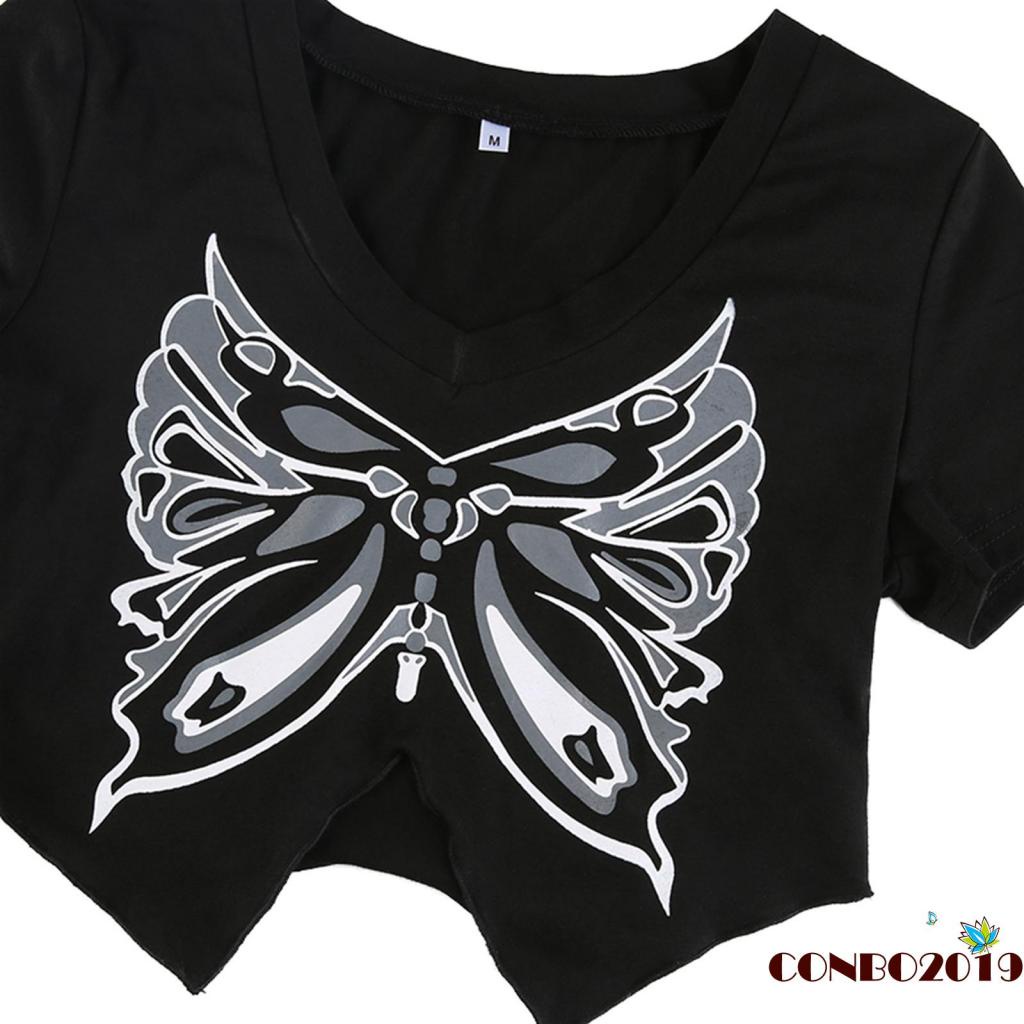 Áo Thun Tay Ngắn Cổ Chữ V Thiết Kế Độc Đáo Thời Trang Mùa Hè Cho Nữ