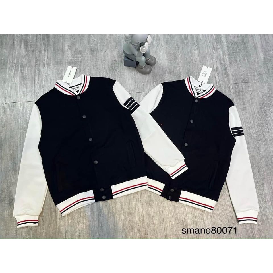 Áo khoác Bomber Nam Nữ Kẻ 3 Sọc Tay Teddy Nỉ bông