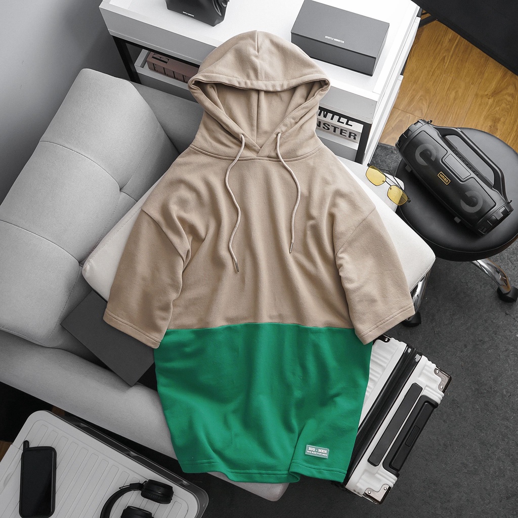 Áo hoodie big size tay ngắn phối màu siêu độc 85-130kg
