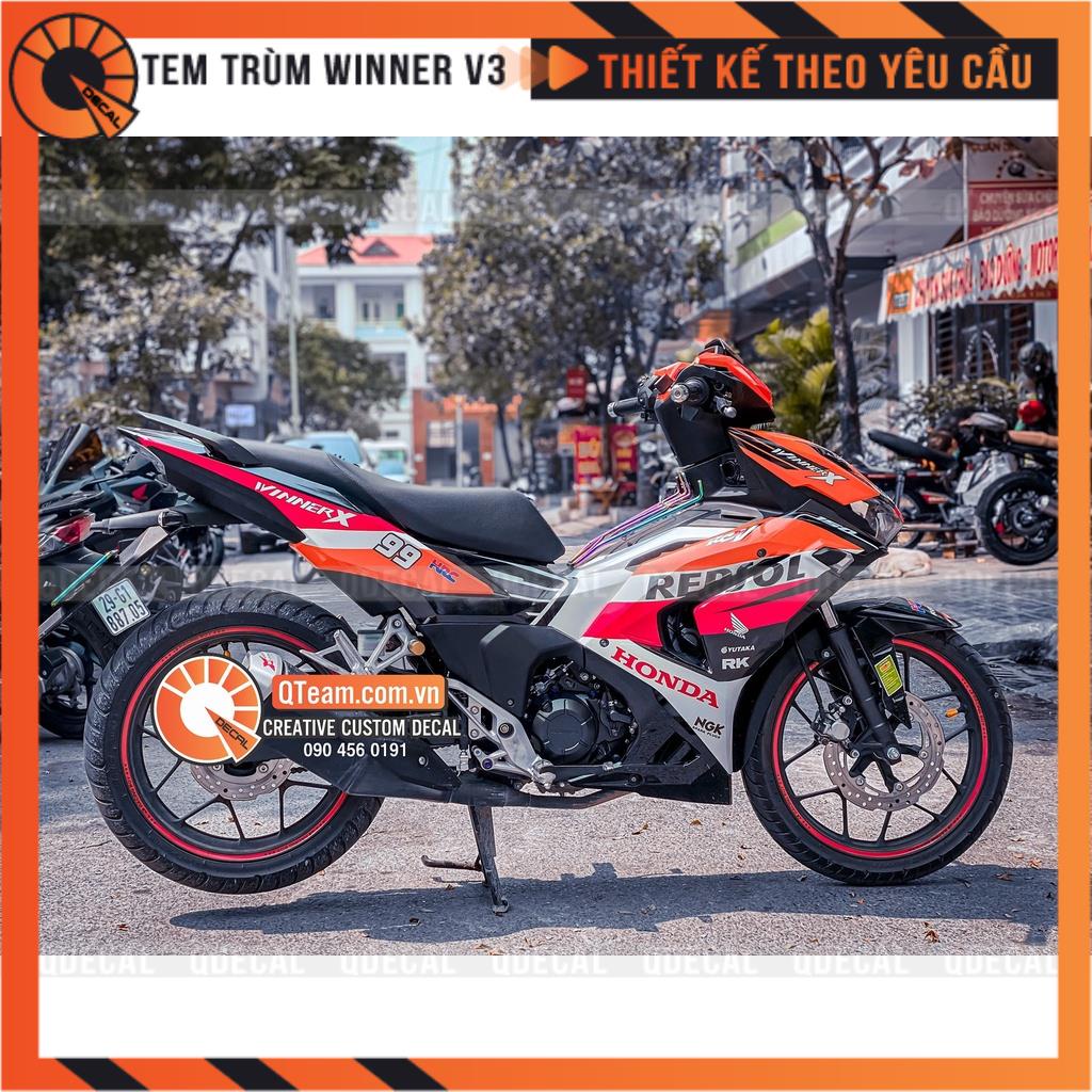 Tem trùm WinnerX V3 decal 3 lớp mẫu Martini trắng xanh cao cấp thiết kế theo yêu cầu