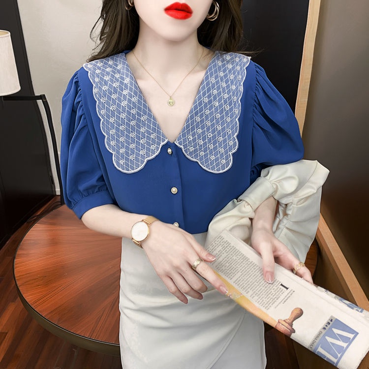 Áo Kiểu Tay Phồng Cổ Búp Bê 2023 Thời Trang Mùa Hè Cho Nữ