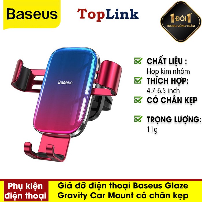 Giá Đỡ Điện Thoại Ô Tô, Giá Kẹp Điện Thoại Ô TÔ Baseus Glaze Gravity Car Mount Có Chân Kẹp Vào Cửa Gió Điều Hòa | BigBuy360 - bigbuy360.vn