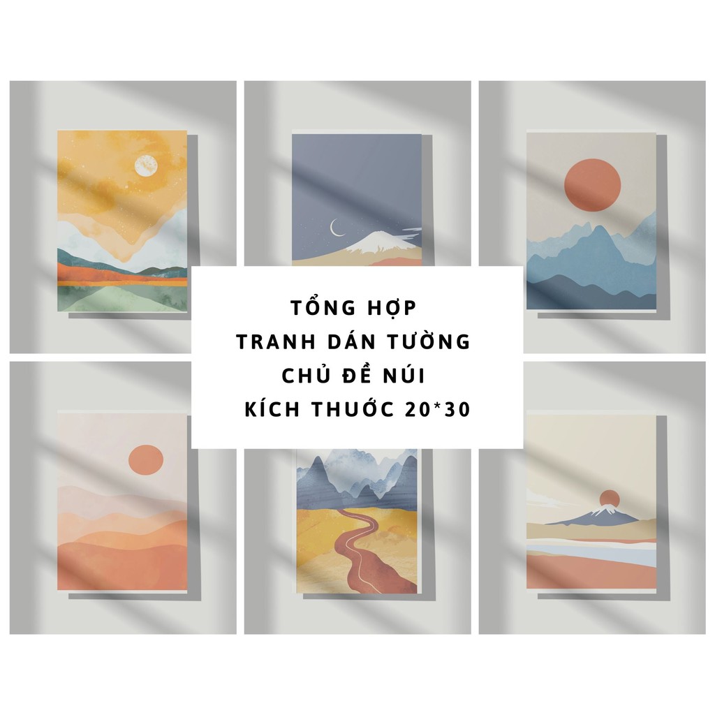 TỔNG HỢP tranh dán tường Poster trang trí phòng CHỦ ĐỀ NÚI TRỪU TƯỢNG kích thước 20x30cm - JUNCANVAS