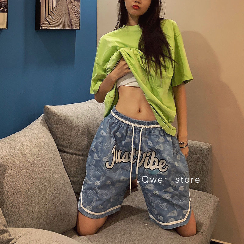 Trend pant 2021 new summer cashew flower print couple casual loose shorts for men and women