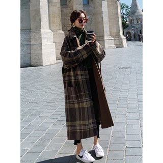 SẴN 1 Áo khoác dạ kẻ caro dáng dài ulzzang