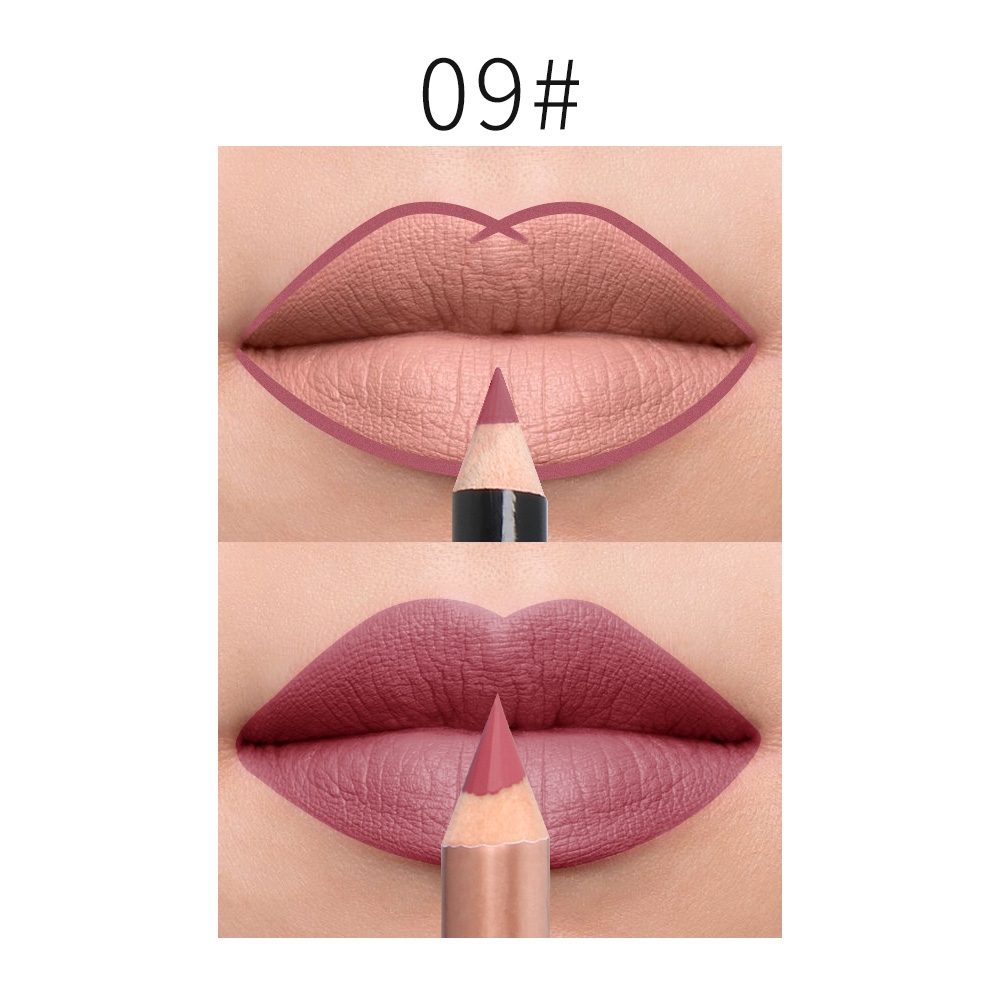 Bộ chì kẻ viền môi + bút son môi QIBEST 15 màu lựa chọn chống thấm nước tiện dụng | BigBuy360 - bigbuy360.vn