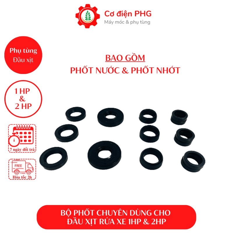 Bộ phốt nước, phốt nhớt chuyên dùng cho đầu xịt rửa xe, đầu bơm áp lực 1HP & 2HP