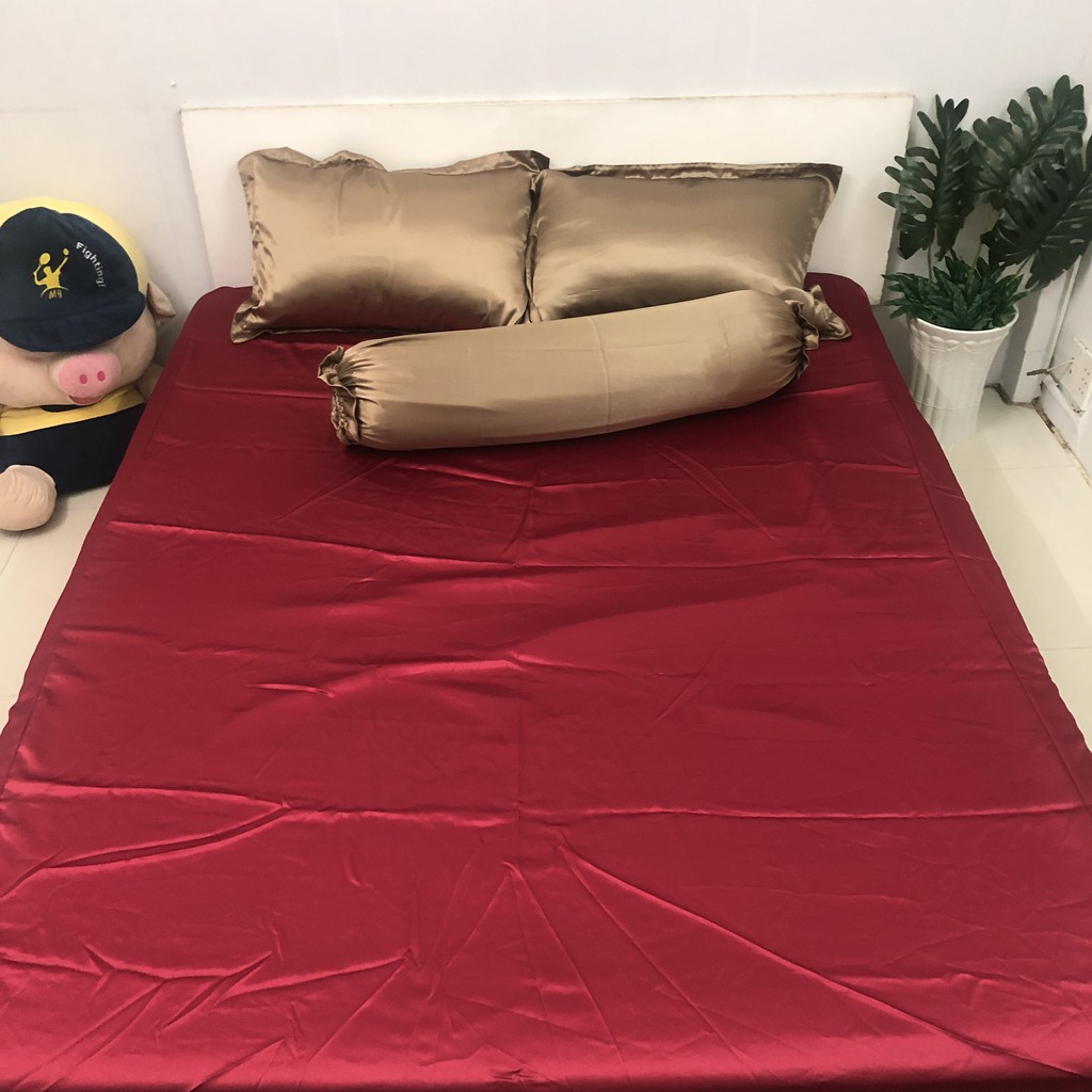 Bộ Ga phi phối thường KO Mền/Chăn (chân nệm dưới 15cm) 1m6/1m8 màu 89/47. Bộ ra phi bóng. Bộ drap phi bóng.