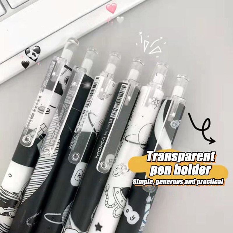 Bộ 5 Bút Gel Hình Phi Hành Gia Trắng Đen Phong Cách Gothic