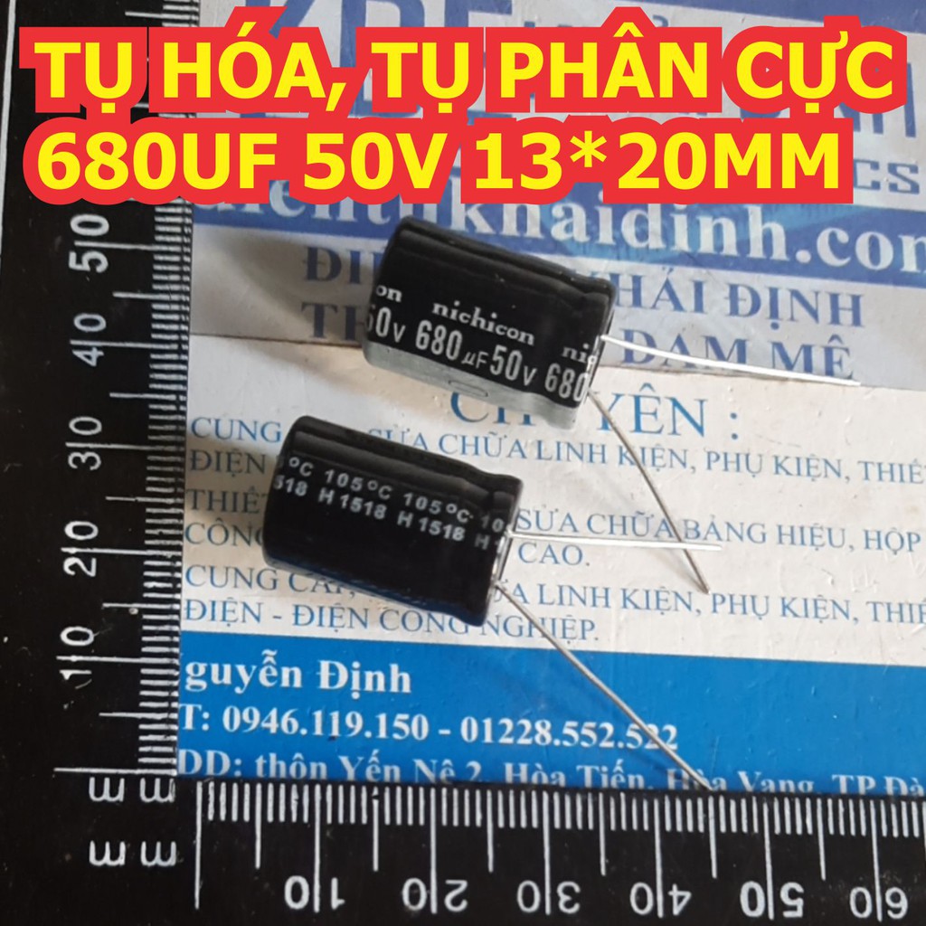 gói 10 con TỤ HÓA, TỤ PHÂN CỰC 680UF 50V 13*20MM kde2913