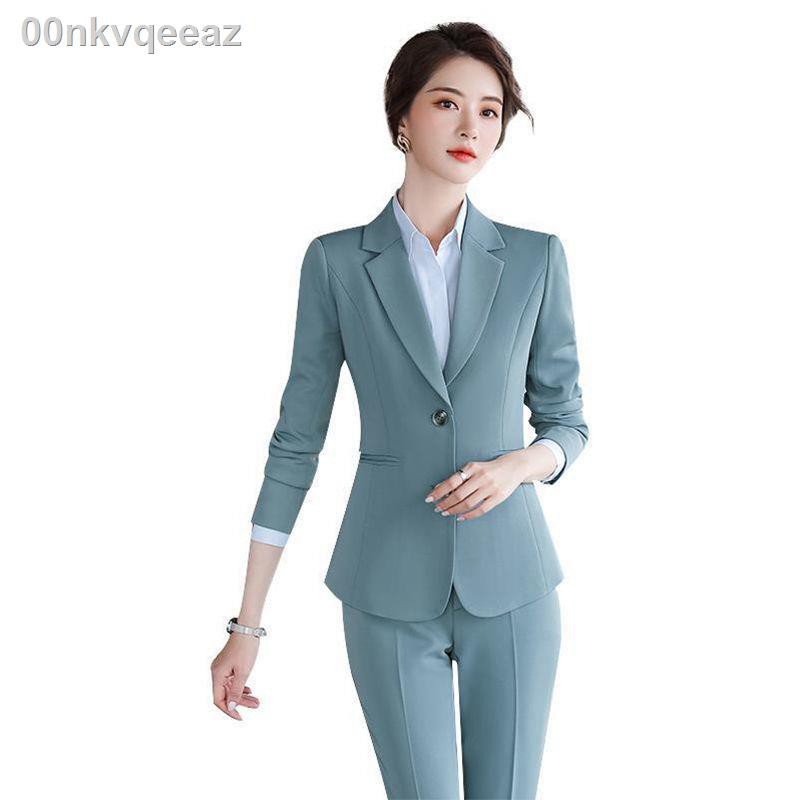 bộ vest chuyên nghiệp màu xám nữ phong cách mùa xuân và thu mới thời trang Hàn Quốc phục công sở trọng đồ nhỏ