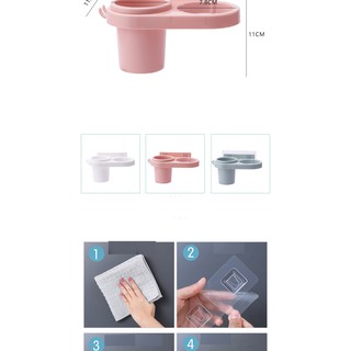  Cốc đựng bàn chải kiêm giá đỡ máy sấy tóc đa năng