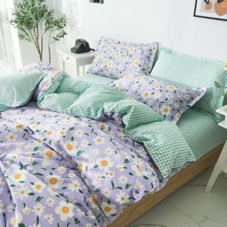Bộ Chăn Ga Gối Hoa Tím Cotton Poly