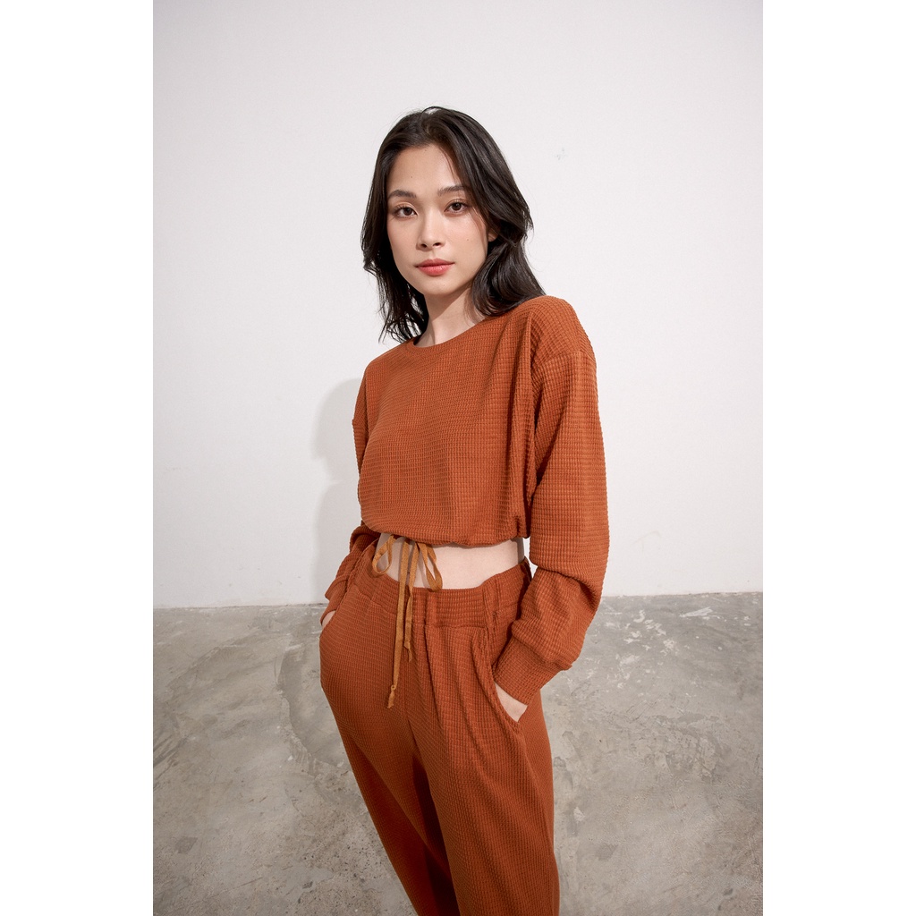 Áo croptop Maybi rộng thun rút dây