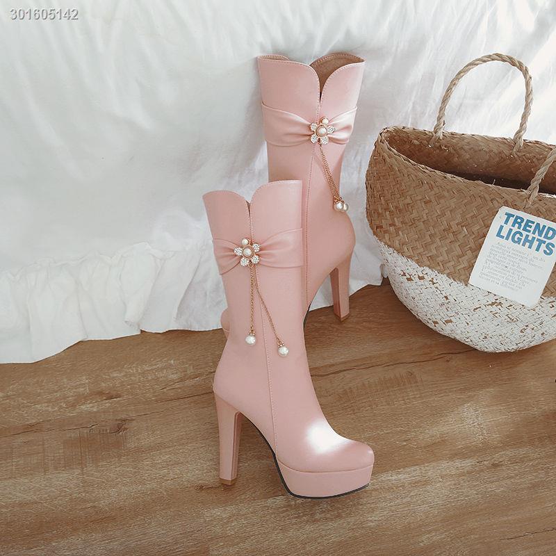 Giày Bốt Martin Cao Gót Lót Lông Cừu Dày Dặn Đính Đá Phối Khóa Kéo Bên Hông Thời Trang Xuân Thu Đông Size 33-43