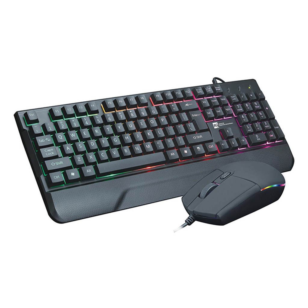 keyboard + mouse R8 1923 Led ( U+U) đen, Bộ bàn phím và chuột có dây R8 1923 led usb