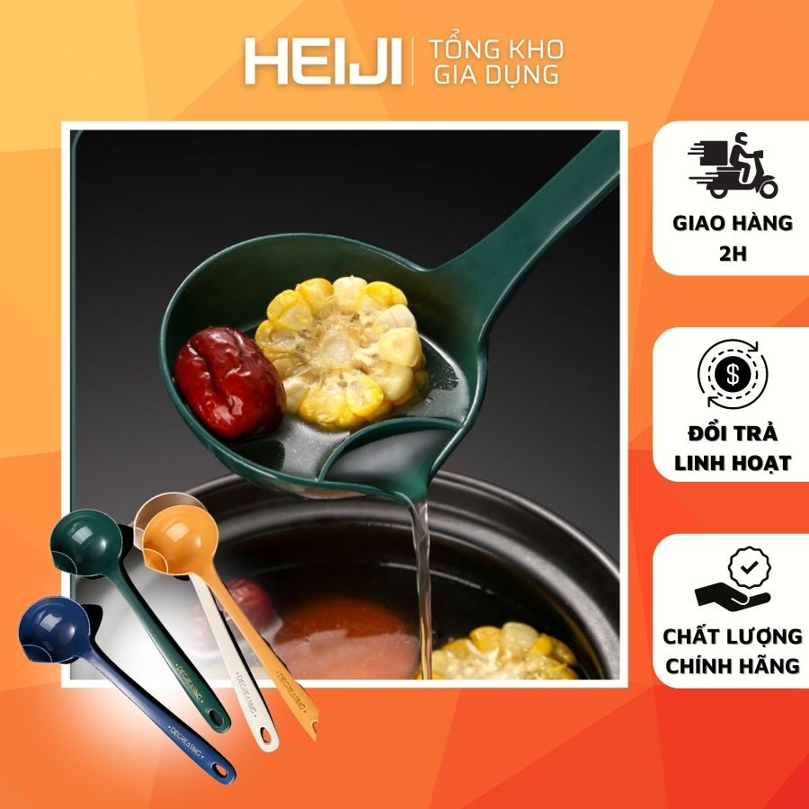Vá múc canh HEIJI vá tách dầu ăn vá lọc nước béo và thức ăn đa năng tiện dụng an toàn sức khoẻ