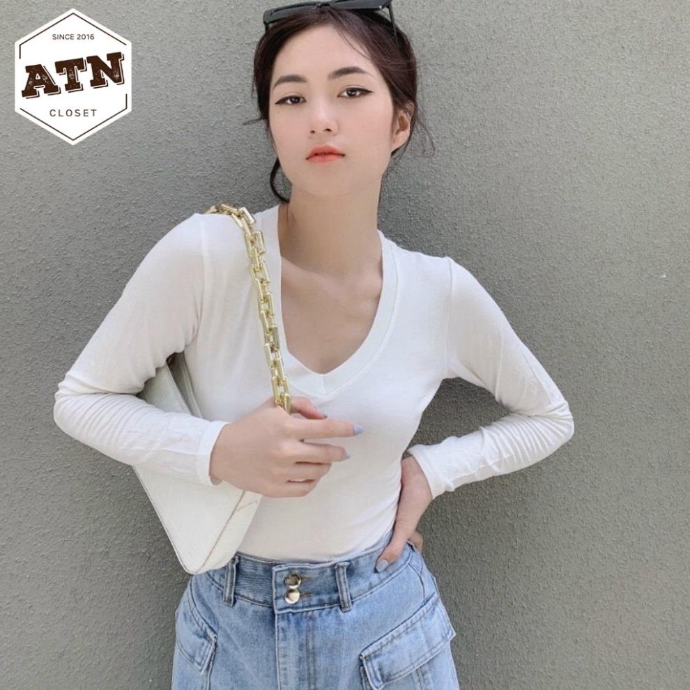 Áo Thun Nữ BODY Tay Dài Cổ Tim- Chất Borip Lụa Thoáng Mát Thấm Hút Mồ Hôi - Ảnh Thật !