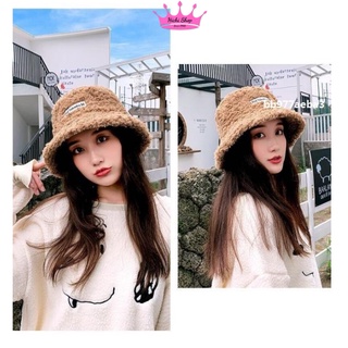 Nón bucket nữ, mũ len lông cừu bucket Hàn Quốc, mũ retro vành nhỏ cho nữ Hichi shop