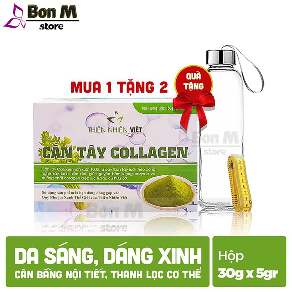 Cần Tây Collagen Thiên Nhiên Việt - Hộp 30 gói, Tem Điện Tử Chính Hãng