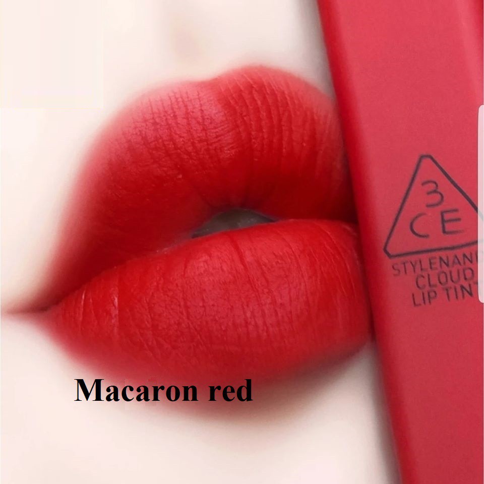 Son 3CE cloud lip tint macaron red (màu đỏ tươi)