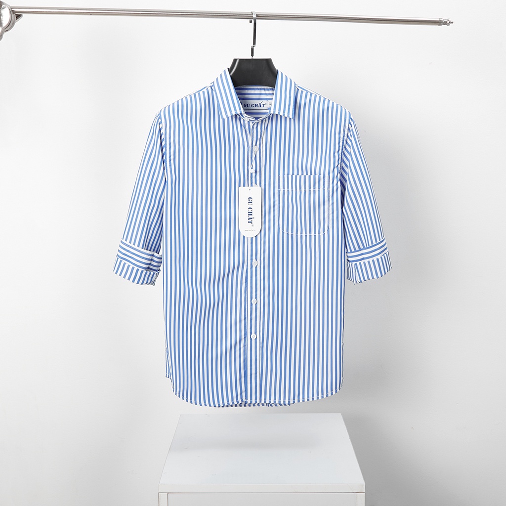 Áo Sơ Mi Nam Kẻ Sọc Dài Tay GU CHẤT, Vải Cotton Mền Mịn, Bền Đẹp, Thời Trang Cao Cấp GUSM19
