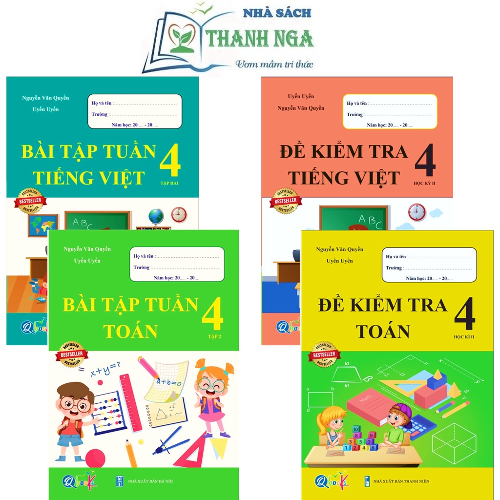 Sách - Combo Bài Tập Tuần và Đề Kiểm Tra lớp 4 - Toán và Tiếng Việt học kì 2 (4 cuốn)