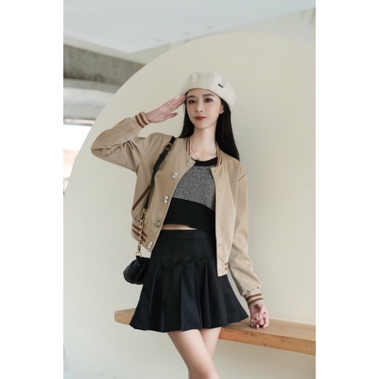 Áo da nhung in chữ chìm dáng bom  hàng QCL1