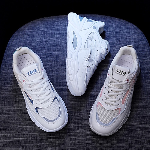 Giày thể thao nữ sneaker độn đế 2023 Top Shoes phong cách Hàn Quốc da và vải lưới cao cấp màu trắng Size 36- 40