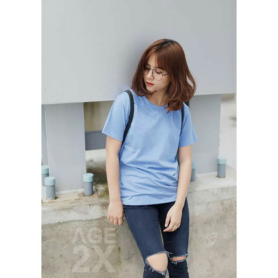 Combo 3 Áo Thun Nữ Nam Unisex Chính Hãng AGE2X TÔNG XANH DƯƠNG.