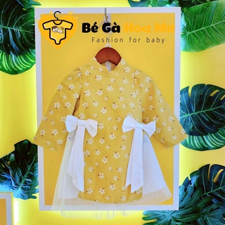 Áo dài hoa mai nơ eo